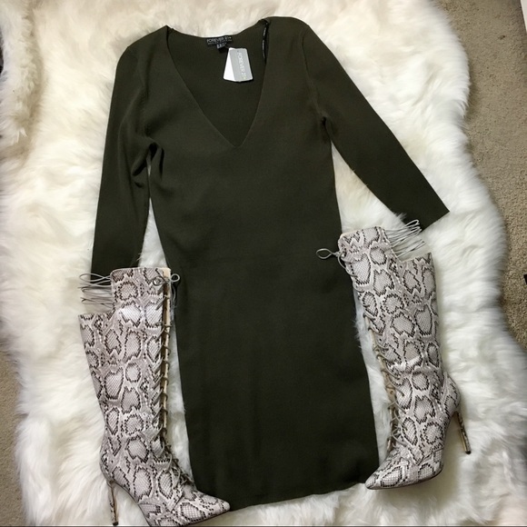 Forever 21 Dresses & Skirts - Sweater Dress w/Plunging V-Neckline